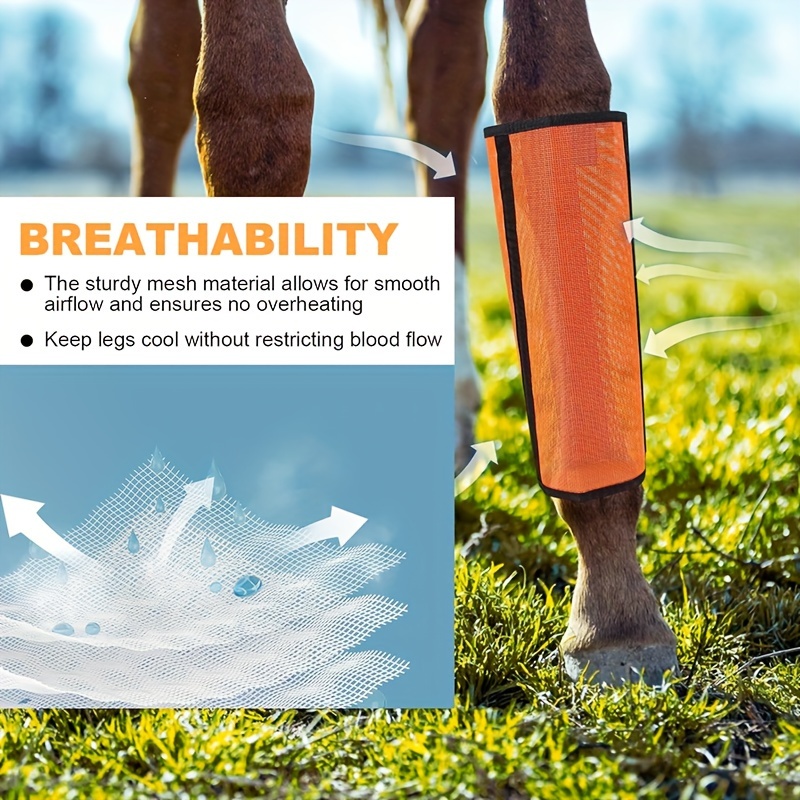 Adjustable Horse Leg Boots Breathable Mesh Polyester Equine Guards Insect-Repellent Wraps Reduced Fatigue Equestrian Gear - Pink