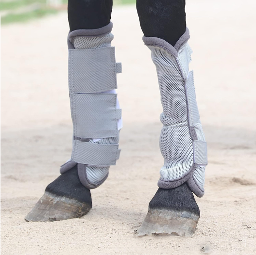 Adjustable Horse Leg Boots Breathable Neoprene Equine Guards Insect-Repellent Wraps Reduced Fatigue Equestrian Gear - Bule
