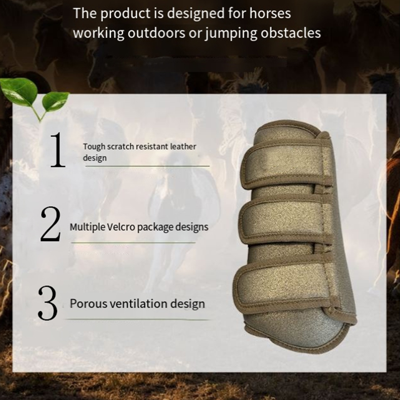 Adjustable Horse Leg Boots Comfortable Leather Winter Plus Fleece Wraps Reduced Fatigue Equestrian Gear - Brown