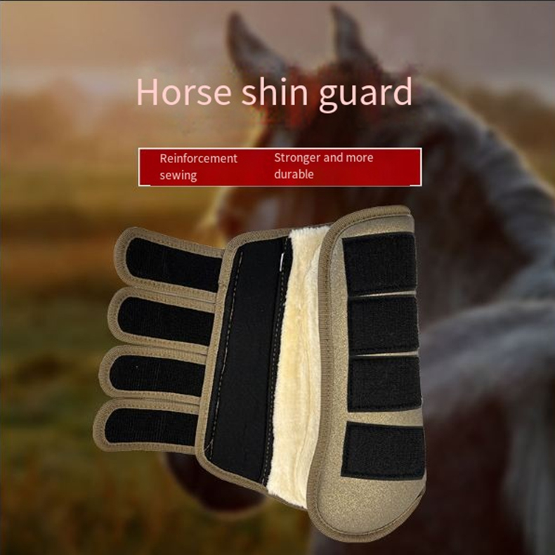 Adjustable Horse Leg Boots Comfortable Leather Winter Plus Fleece Wraps Reduced Fatigue Equestrian Gear - Brown