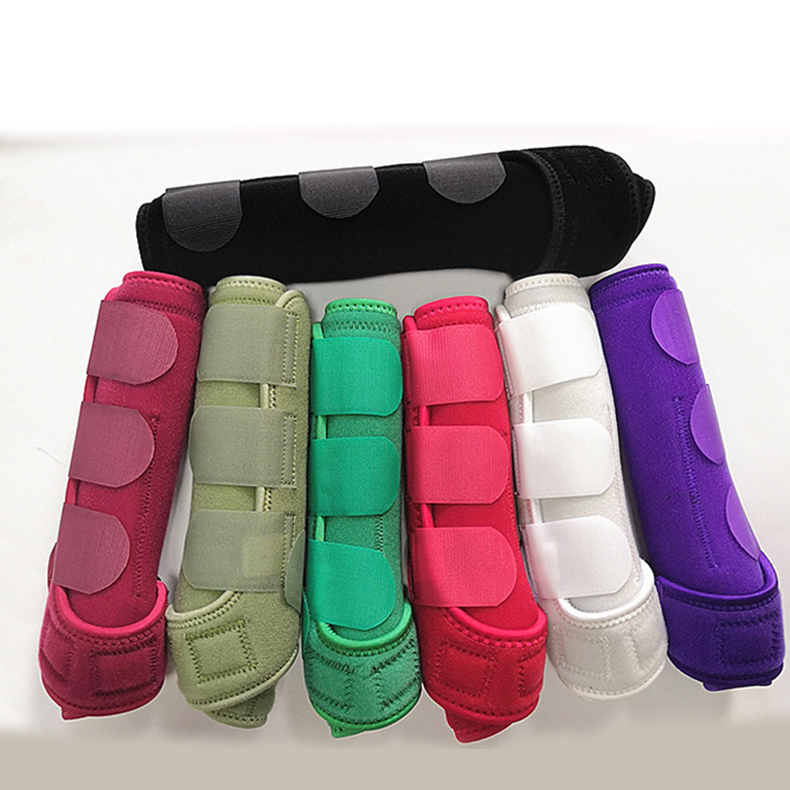 Adjustable Horse Leg Boots Harness Anticollision Neoprene Equine Guards Wraps Reduced Fatigue Equestrian Gear - Green