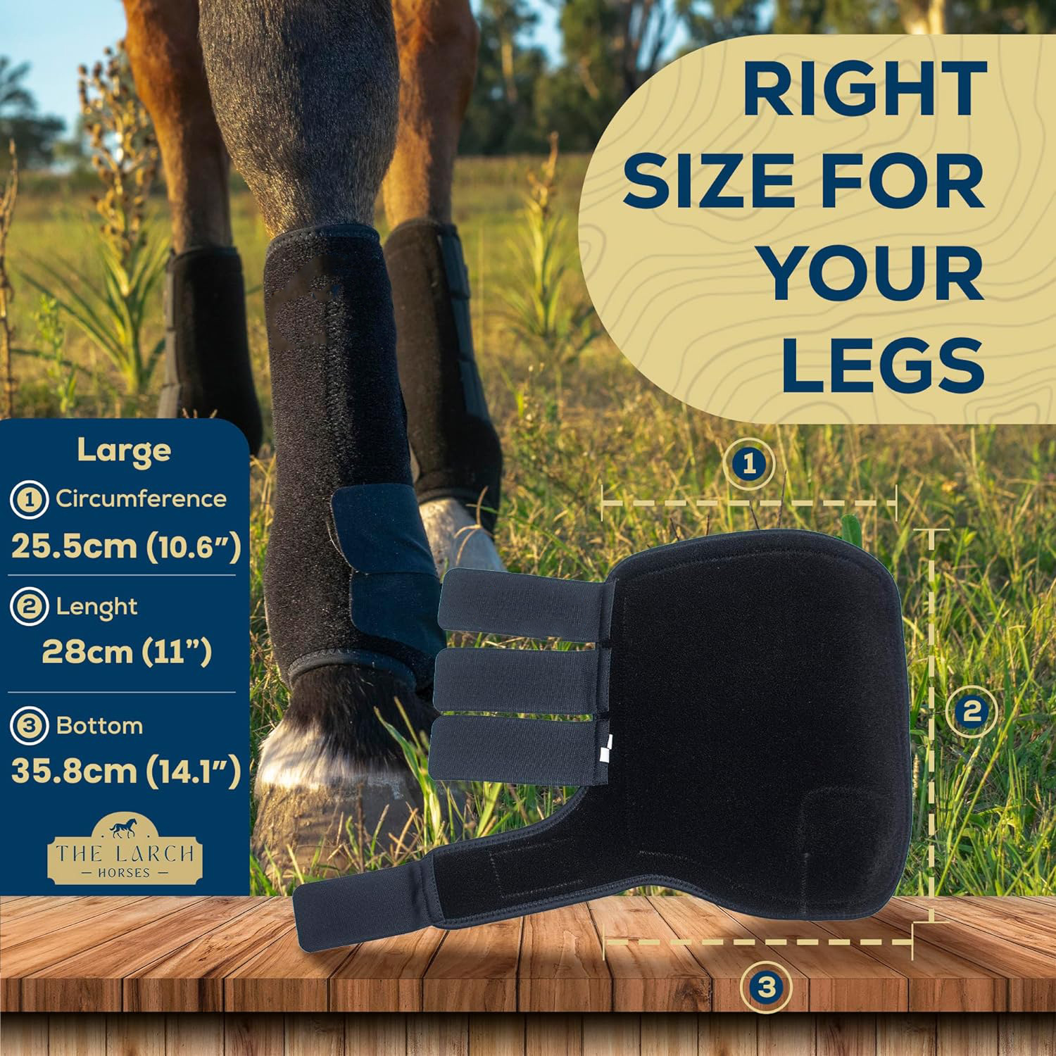 Adjustable Horse Leg Boots Harness Anticollision Neoprene Equine Guards Wraps Soft Shock-Absorbing Equestrian Gear - Black