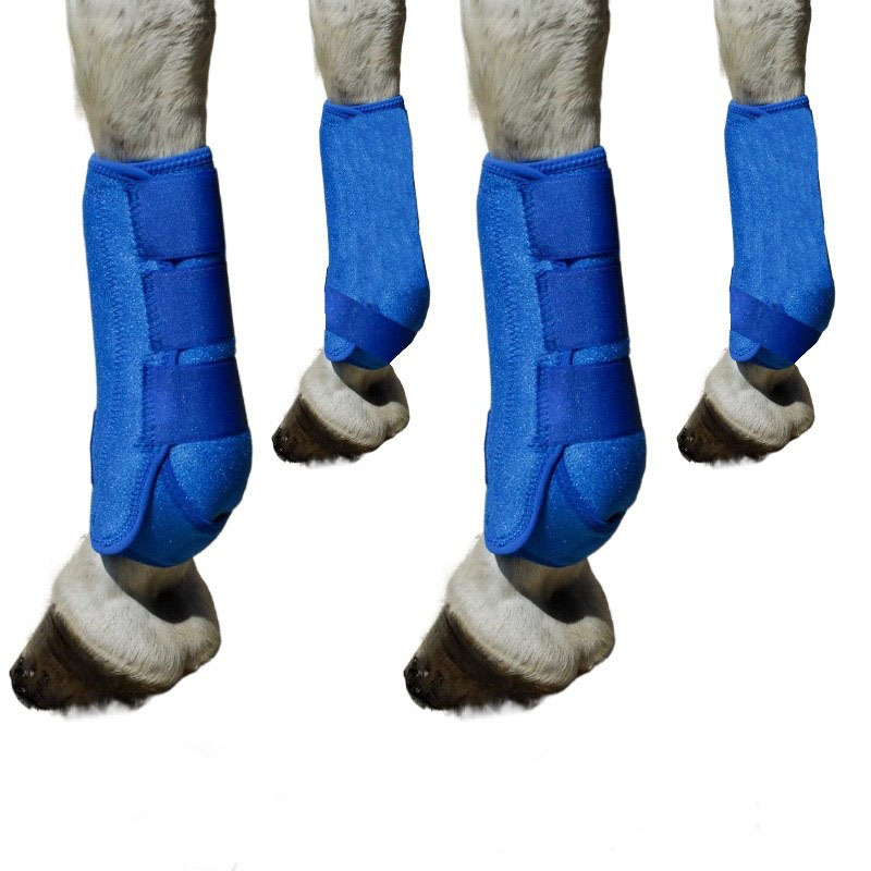 Adjustable Polyester Horse Leg Boots Harness Anticollision Neoprene Equine Guards Wraps Reduced Fatigue Equestrian Gear - Blue