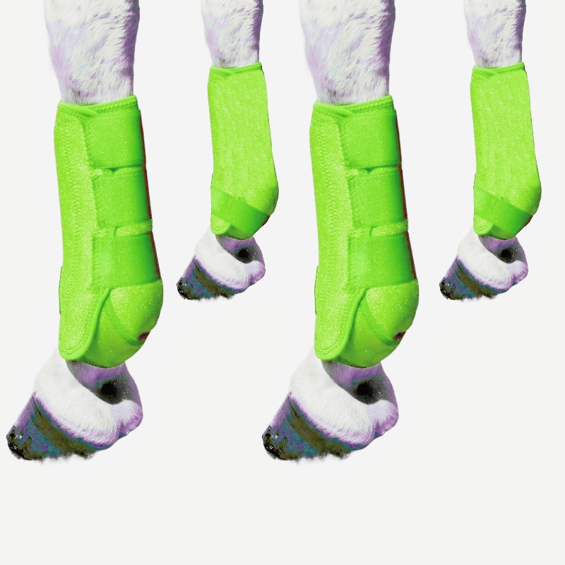 Adjustable Polyester Horse Leg Boots Harness Anticollision Neoprene Equine Guards Wraps Reduced Fatigue Equestrian Gear - Green