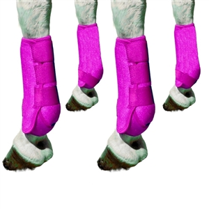 Adjustable Polyester Horse Leg Boots Harness Anticollision Neoprene Equine Guards Wraps Reduced Fatigue Equestrian Gear - Pink