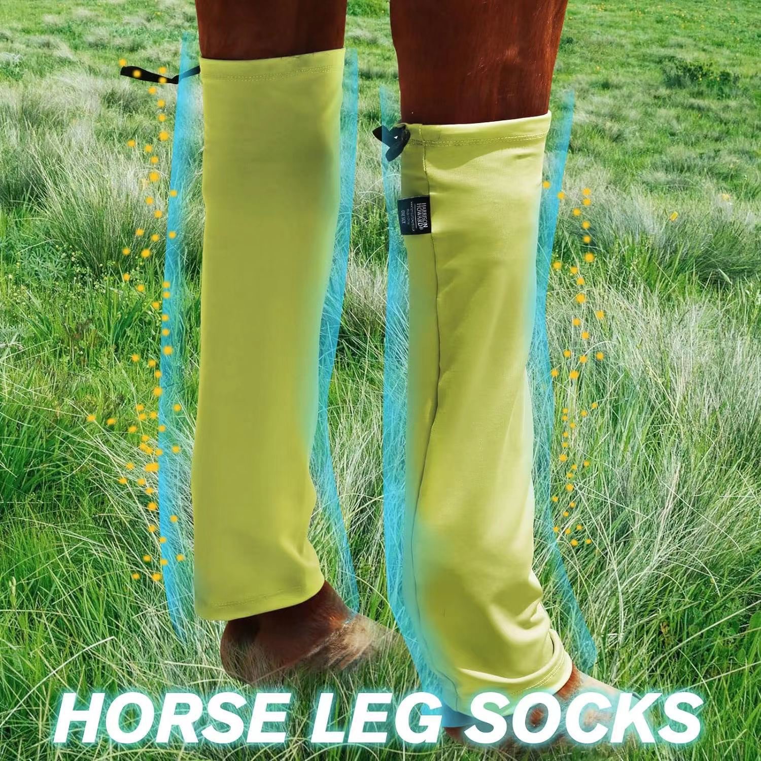 Adjustable Polyester Horse Leg Socks Harness Mosquito Proof Equine Guards Wraps Reduced Fatigue Equestrian Gear - Green