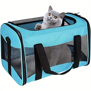 Airline Approved Pet Handbag Ventilate Durable Polyester Zipper Closure For Cats Dogs Bags Container Bag Travel Outdoor - Blue