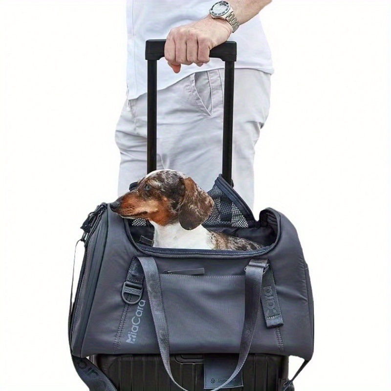 Airline Approved Pet Handbag Ventilate Durable Polyester Zipper Closure For Cats Dogs Large Capacity Bag Travel Outdoor - Blue