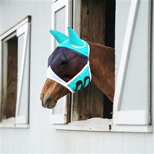 Best Lycra Mosquito Repellent Summer Breathable Horse Fly Mask With Ears Comfortable Mesh Rugged Ride Horse Supplies - Blue