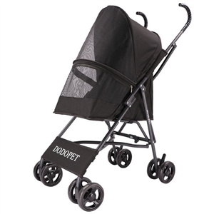 Best Pomeranian Foldable Pet Stroller Oxford Metal Removable Small Medium Cats Dogs Bags Storage Basket Travel Outdoor - Black