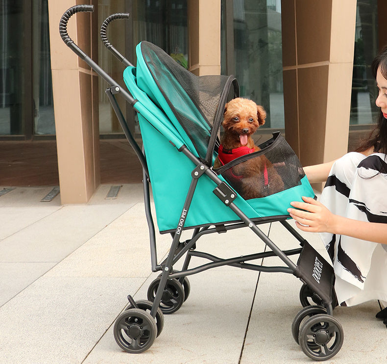 Best Pomeranian Foldable Pet Stroller Oxford Metal Removable Small Medium Cats Dogs Bags Storage Basket Travel Outdoor - Rose