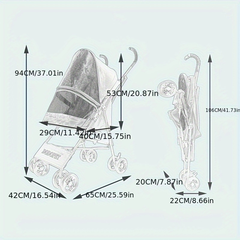 Best Pomeranian Foldable Pet Stroller Oxford Metal Removable Small Medium Cats Dogs Bags Storage Basket Travel Outdoor - Rose