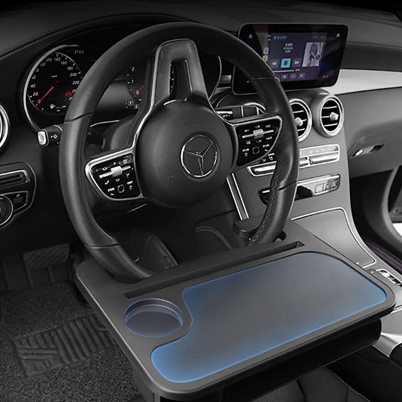 Car Dining Plate Steering Wheel Drinks Holder Car Computer Desk Tray Holder Car Plate Rack Multifunctional Car Table Voiture - Black
