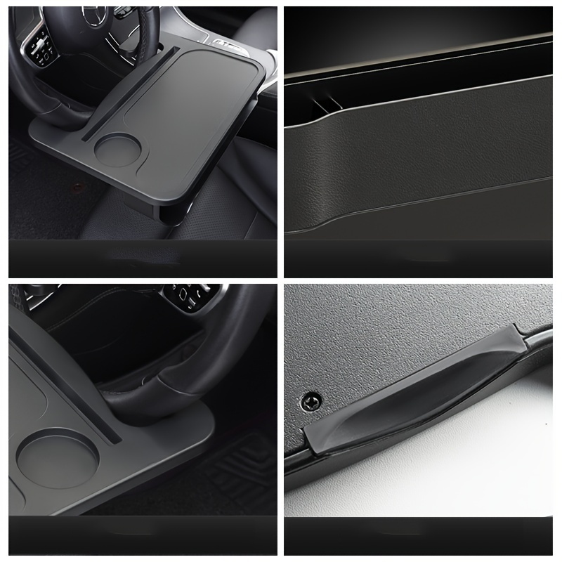 Car Dining Plate Steering Wheel Drinks Holder Car Computer Desk Tray Holder Car Plate Rack Multifunctional Car Table Voiture - Black