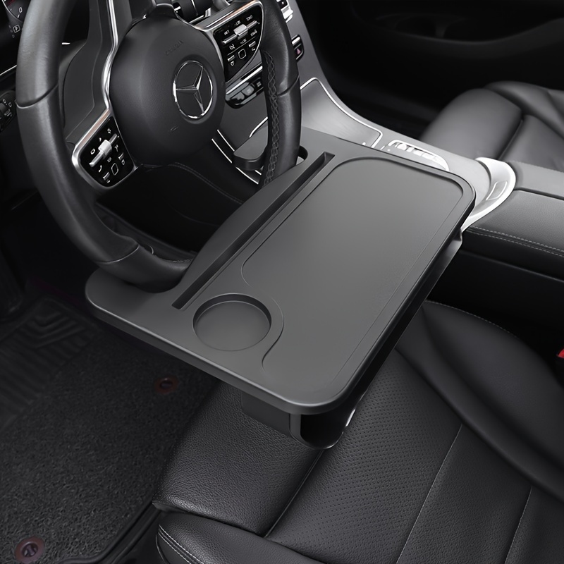 Car Dining Plate Steering Wheel Drinks Holder Car Computer Desk Tray Holder Car Plate Rack Multifunctional Car Table Voiture - Black