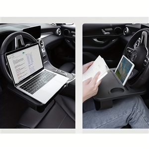 Car Dining Plate Steering Wheel Drinks Holder Car Computer Desk Tray Holder Car Plate Rack Multifunctional Car Table Voiture - Black