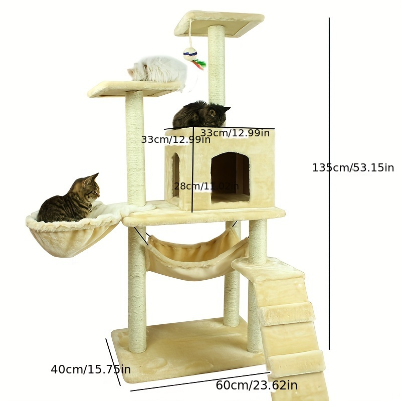 Cat Swing Small Cat Tower For Indoor Cats Climbing Tree Cat Condo Scratching Post Cat Stairs Cat Hammock Cat Climber - Grey