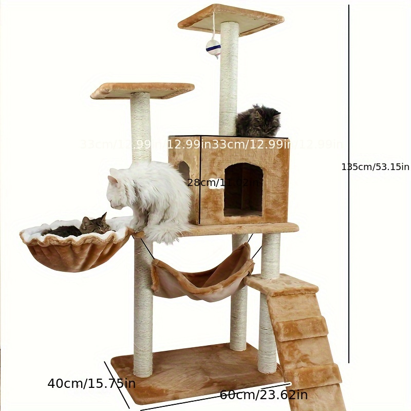 Cat Swing Small Cat Tower For Indoor Cats Climbing Tree Cat Condo Scratching Post Cat Stairs Cat Hammock Cat Climber - Grey