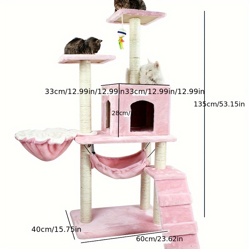 Cat Swing Small Cat Tower For Indoor Cats Climbing Tree Cat Condo Scratching Post Cat Stairs Cat Hammock Cat Climber - Grey