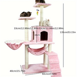 Cat Swing Small Cat Tower For Indoor Cats Climbing Tree Cat Condo Scratching Post Cat Stairs Cat Hammock Cat Climber - Pink