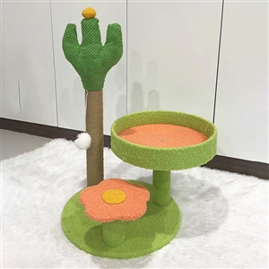 Cat Tree Cactus Small Cat Tower For Indoor Cats Climbing Tree Cat Condo Cats Nest Scratch Posts kitten Essentials Cat Climber - Green