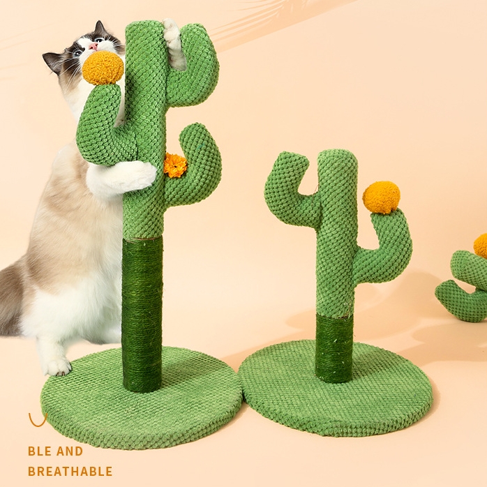 Cat Tree Cactus Small Cat Tower For Indoor Cats Climbing Tree Cat Condo Pet Scratch Posts kitten Essentials Cat Climber - Green Small