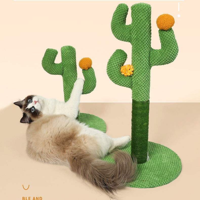 Cat Tree Cactus Small Cat Tower For Indoor Cats Climbing Tree Cat Condo Pet Scratch Posts kitten Essentials Cat Climber - Green Small