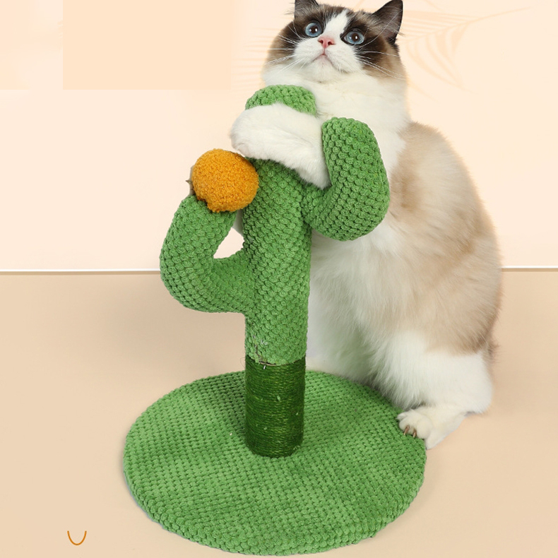 Cat Tree Cactus Small Cat Tower For Indoor Cats Climbing Tree Cat Condo Pet Scratch Posts kitten Essentials Cat Climber - Green Small