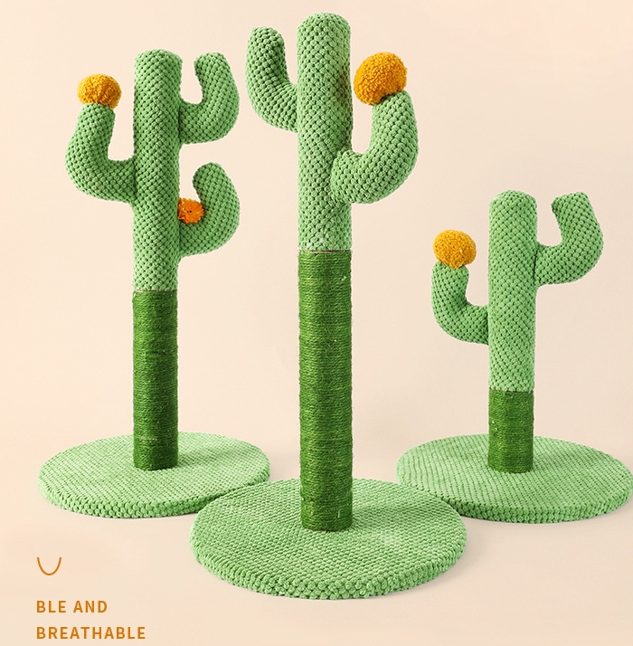 Cat Tree Cactus Small Cat Tower For Indoor Cats Climbing Tree Cat Condo Pet Scratch Posts kitten Essentials Cat Climber - Green Small
