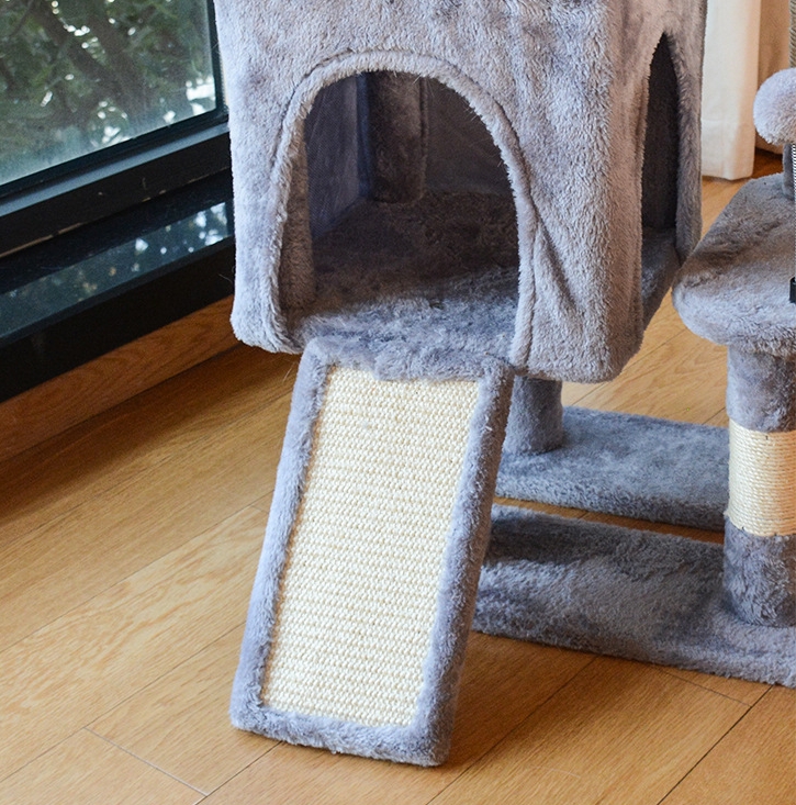 Cat Tree House Towers Cat Post Climber Tree Cat Condo Scratching Post Climbing Frame Cat Post Climbing Shelf - Grey