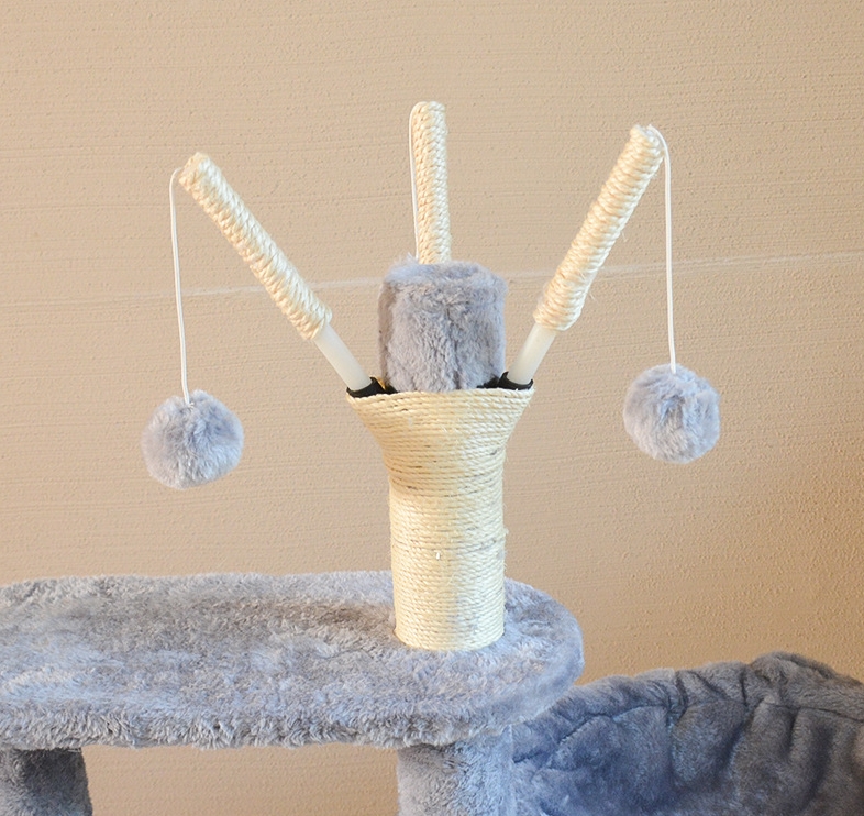 Cat Tree House Towers Cat Post Climber Tree Cat Condo Scratching Post Climbing Frame Cat Post Climbing Shelf - Grey