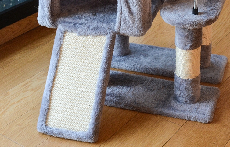 Cat Tree House Towers Cat Post Climber Tree Cat Condo Scratching Post Climbing Frame Cat Post Climbing Shelf - Grey