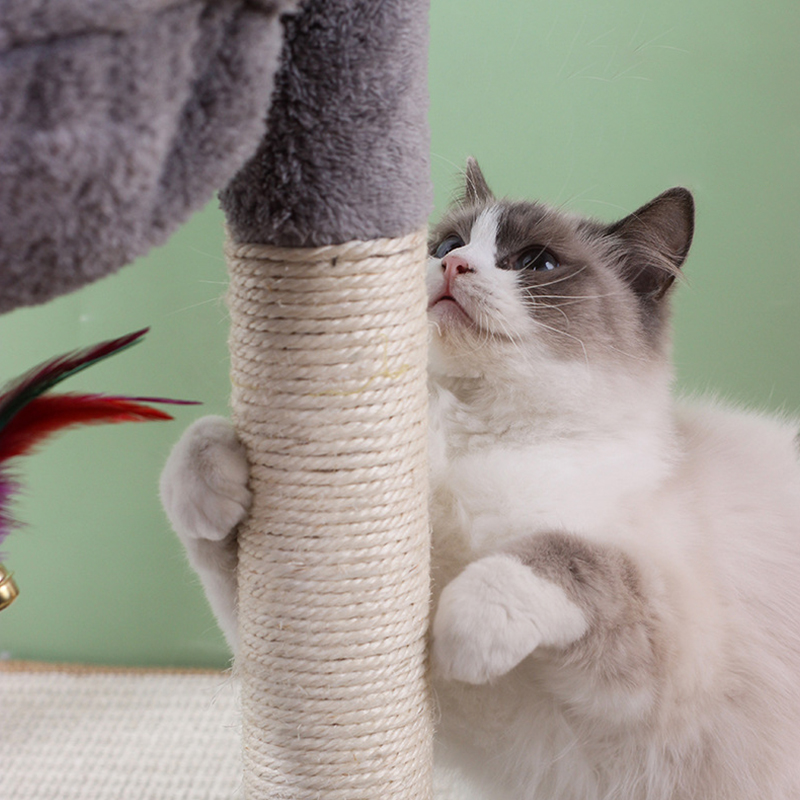 Cat Tree House Towers Cat Post Climbing Tree Cat Condo Scratching Post Climbing Frame Cat Post Climbing Shelf - Grey