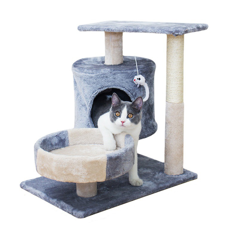 Cat Tree House Towers Large Cat Climbing Tree Cat Condo Scratching Post Climbing Frame Large Cat Climbing Shelf - Grey