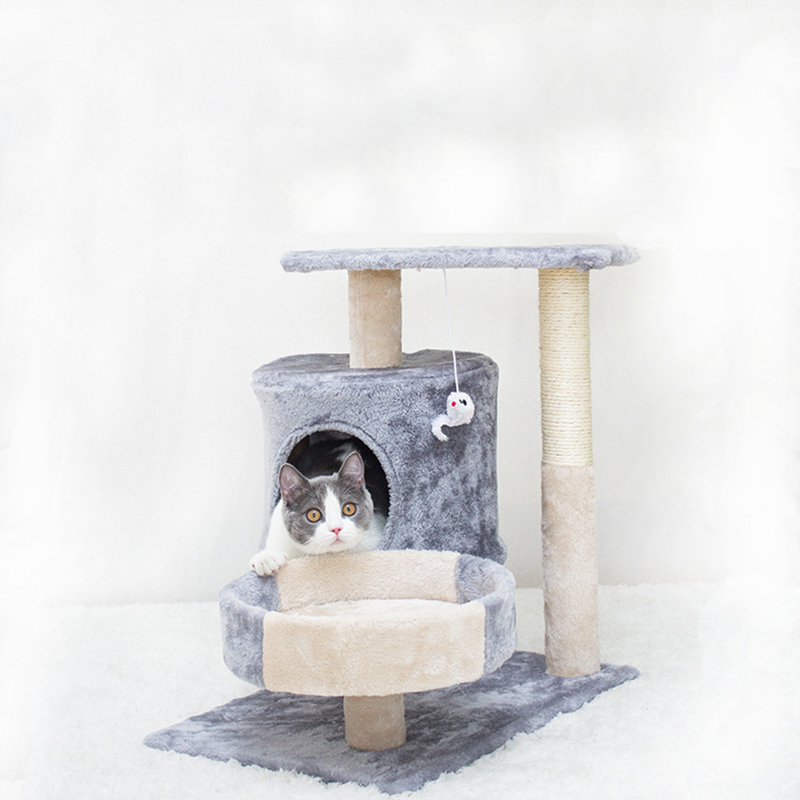 Cat Tree House Towers Large Cat Climbing Tree Cat Condo Scratching Post Climbing Frame Large Cat Climbing Shelf - Grey