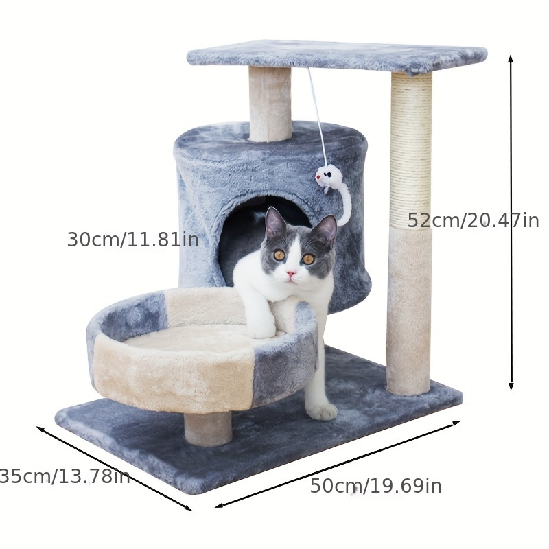 Cat Tree House Towers Large Cat Climbing Tree Cat Condo Scratching Post Climbing Frame Large Cat Climbing Shelf - Grey