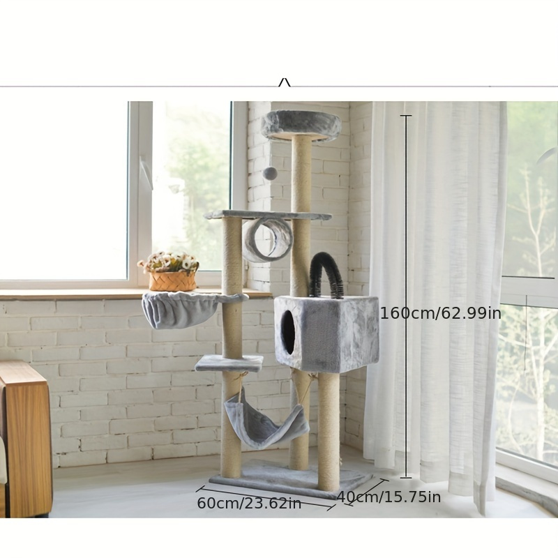 Cat Tree House Towers Large Cat Climbing Tree Cat Condo Scratching Post Multi-Level Large Cat Climbing Shelf - Pink