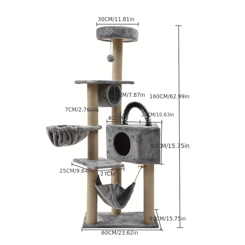 Cat Tree House Towers Large Cat Climbing Tree Cat Condo Scratching Post Multi-Level Large Cat Climbing Shelf - Pink