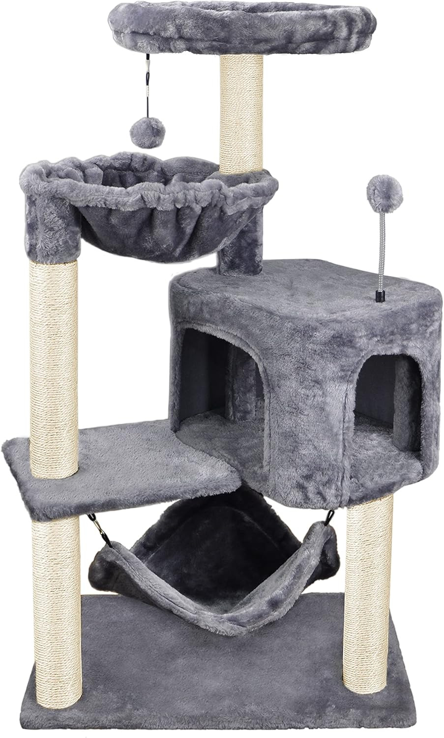 Cat Tree House Towers Large Cat Climbing Tree Cat Condo Scratching Post Multi-Level Large Cat Climbing Shelves - H013 Dark Grey