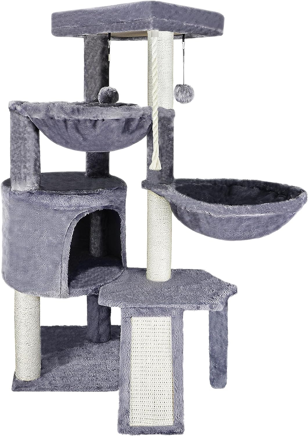 Cat Tree House Towers Large Cat Climbing Tree Cat Condo Scratching Post Multi-Level Large Cat Climbing Shelves - H014 Dark Grey