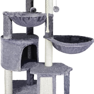 Cat Tree House Towers Large Cat Climbing Tree Cat Condo Scratching Post Multi-Level Large Cat Climbing Shelves - H014 Dark Grey