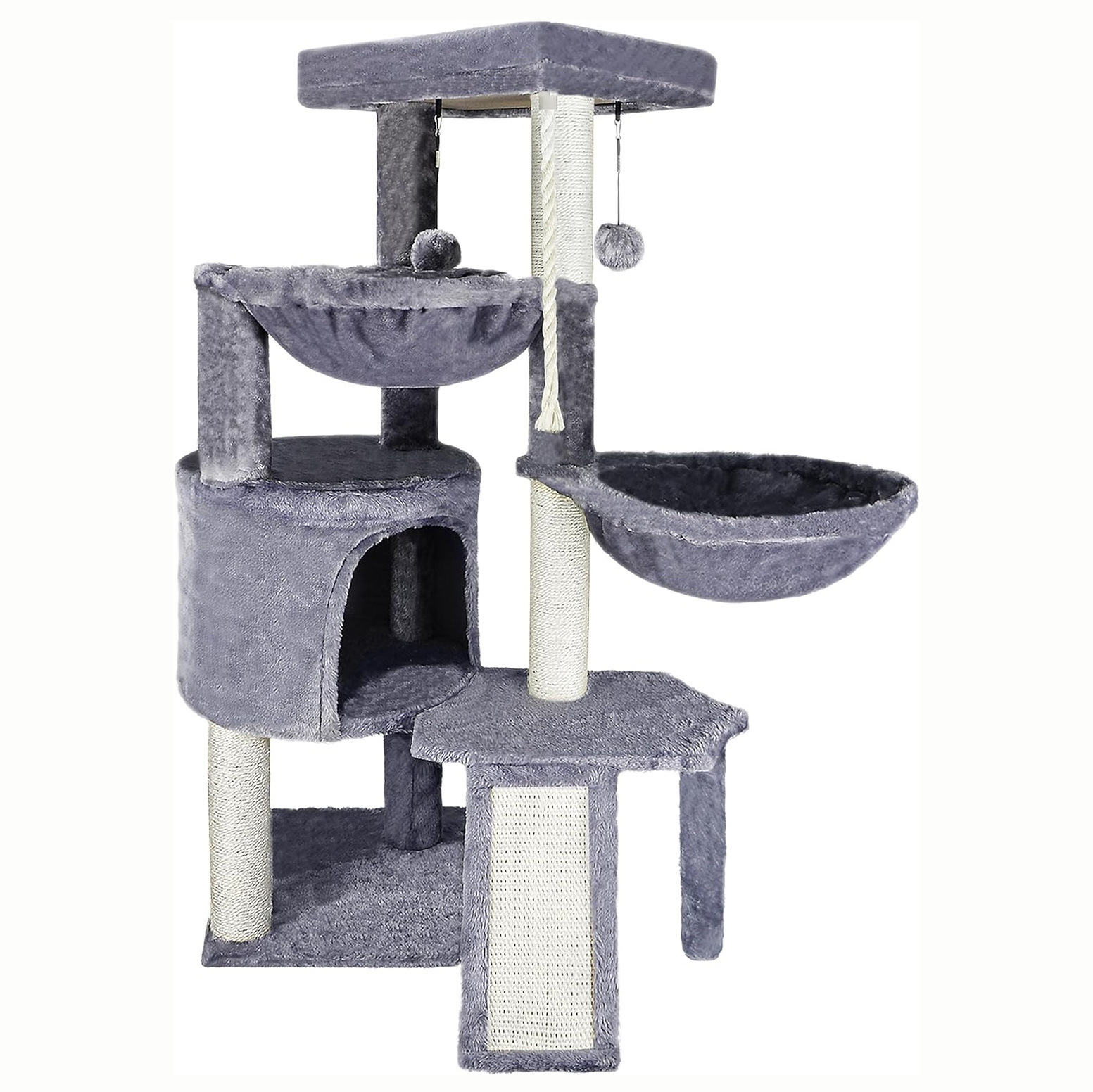 Cat Tree House Towers Large Cat Climbing Tree Cat Condo Scratching Post Multi-Level Large Cat Climbing Shelves - H012 Dark Grey