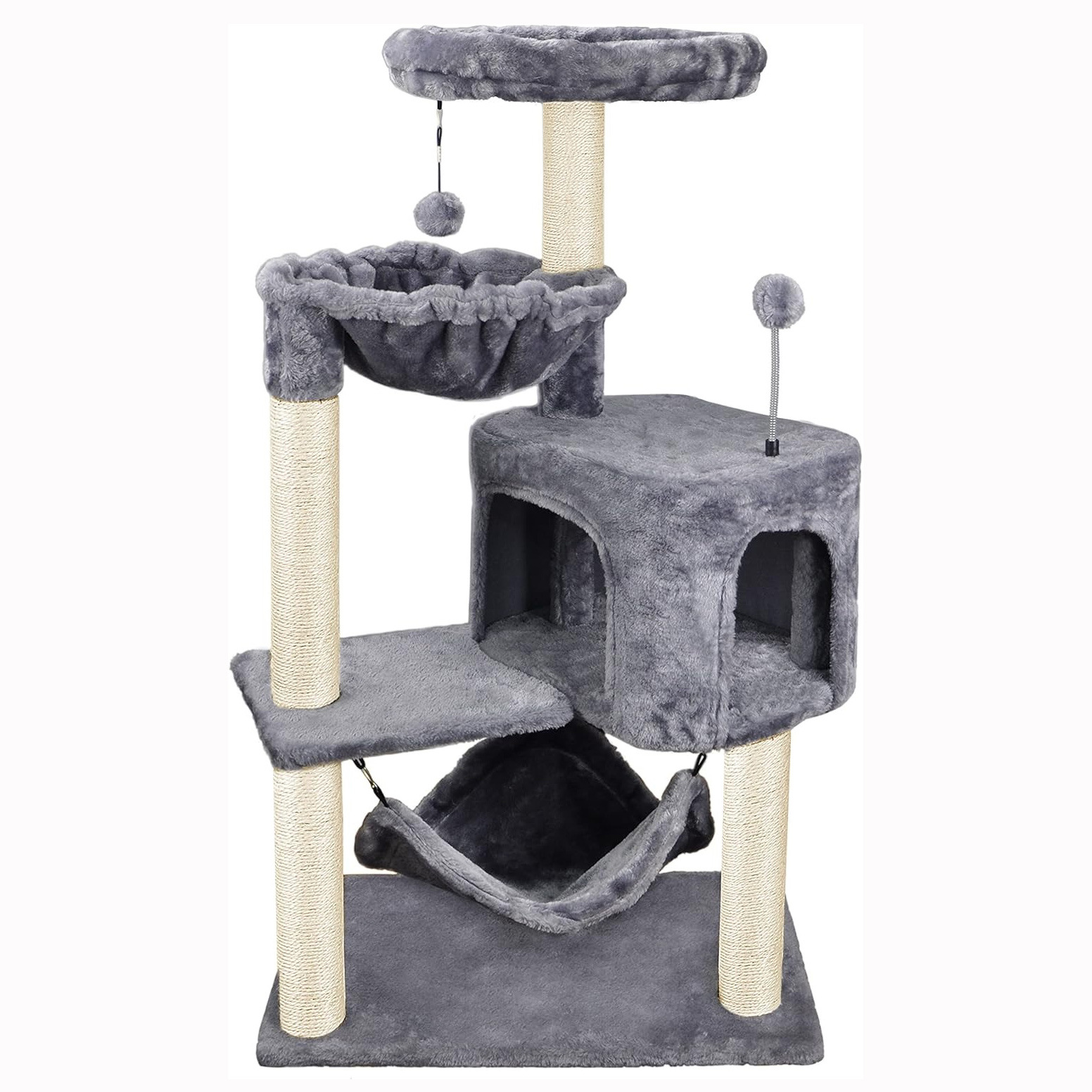Cat Tree House Towers Large Cat Climbing Tree Cat Condo Scratching Post Multi-Level Large Cat Climbing Shelves - H012 Dark Grey