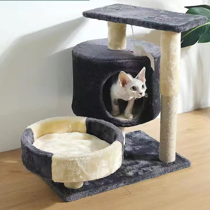 Cat Tree House Towers Medium Cat Climbing Tree Cat Condo Scratching Post Climbing Frame Medium Cat Climbing Shelf - Dark Grey