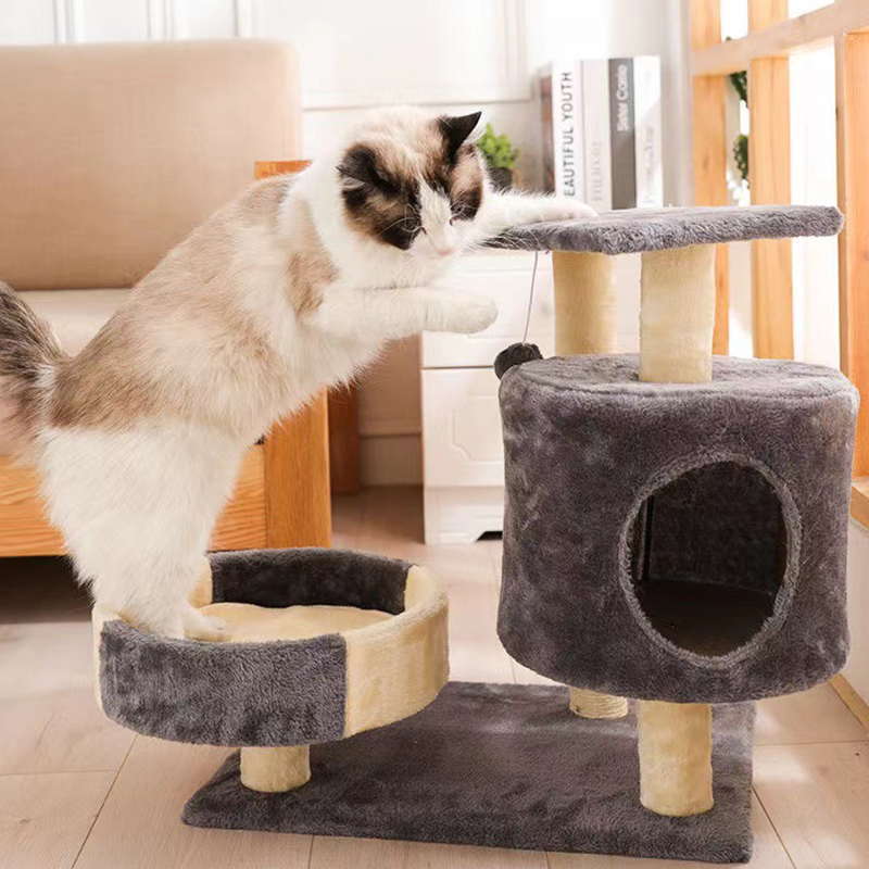 Cat Tree House Towers Medium Cat Climbing Tree Cat Condo Scratching Post Climbing Frame Medium Cat Climbing Shelf - Grey