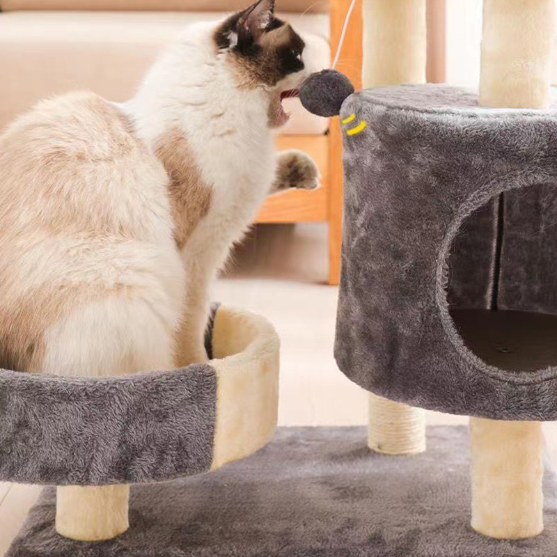 Cat Tree House Towers Medium Cat Climbing Tree Cat Condo Scratching Post Climbing Frame Medium Cat Climbing Shelf - Grey