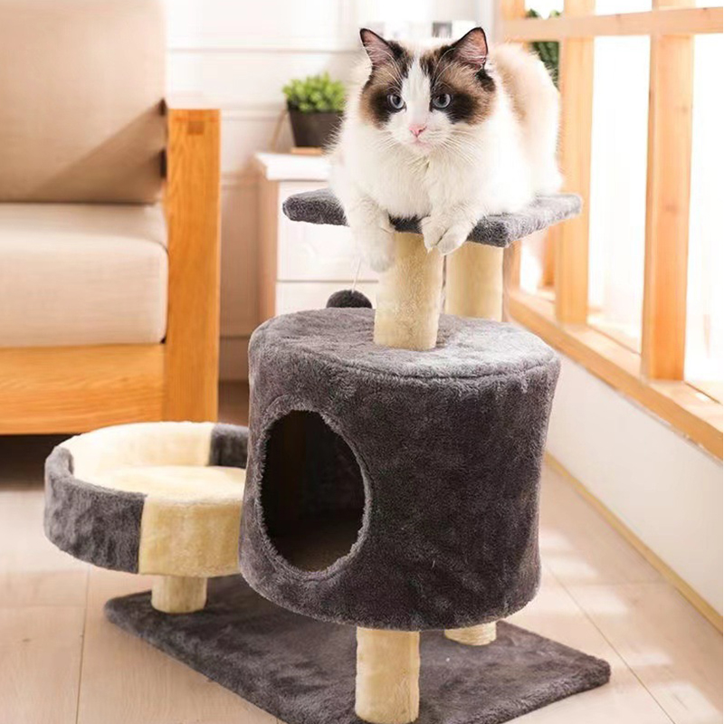 Cat Tree House Towers Medium Cat Climbing Tree Cat Condo Scratching Post Climbing Frame Medium Cat Climbing Shelf - Grey