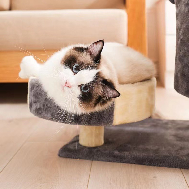 Cat Tree House Towers Medium Cat Climbing Tree Cat Condo Scratching Post Climbing Frame Medium Cat Climbing Shelf - Grey