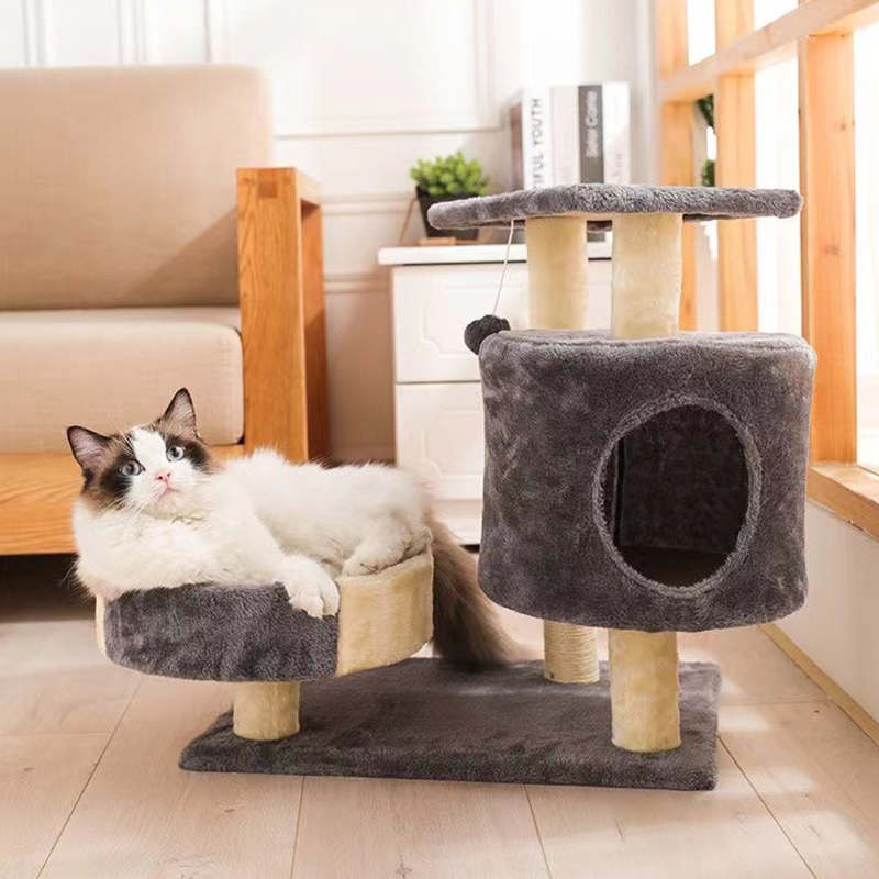 Cat Tree House Towers Medium Cat Climbing Tree Cat Condo Scratching Post Climbing Frame Medium Cat Climbing Shelf - Grey