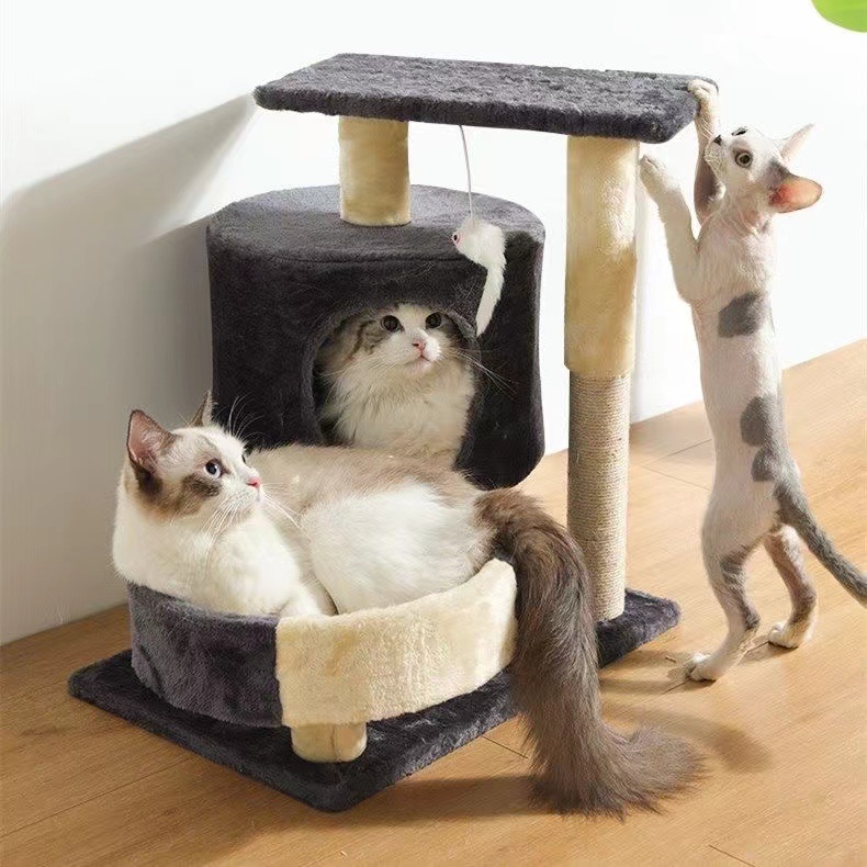 Cat Tree House Towers Medium Cat Climbing Tree Cat Condo Scratching Post Climbing Frame Medium Cat Climbing Shelf - Grey
